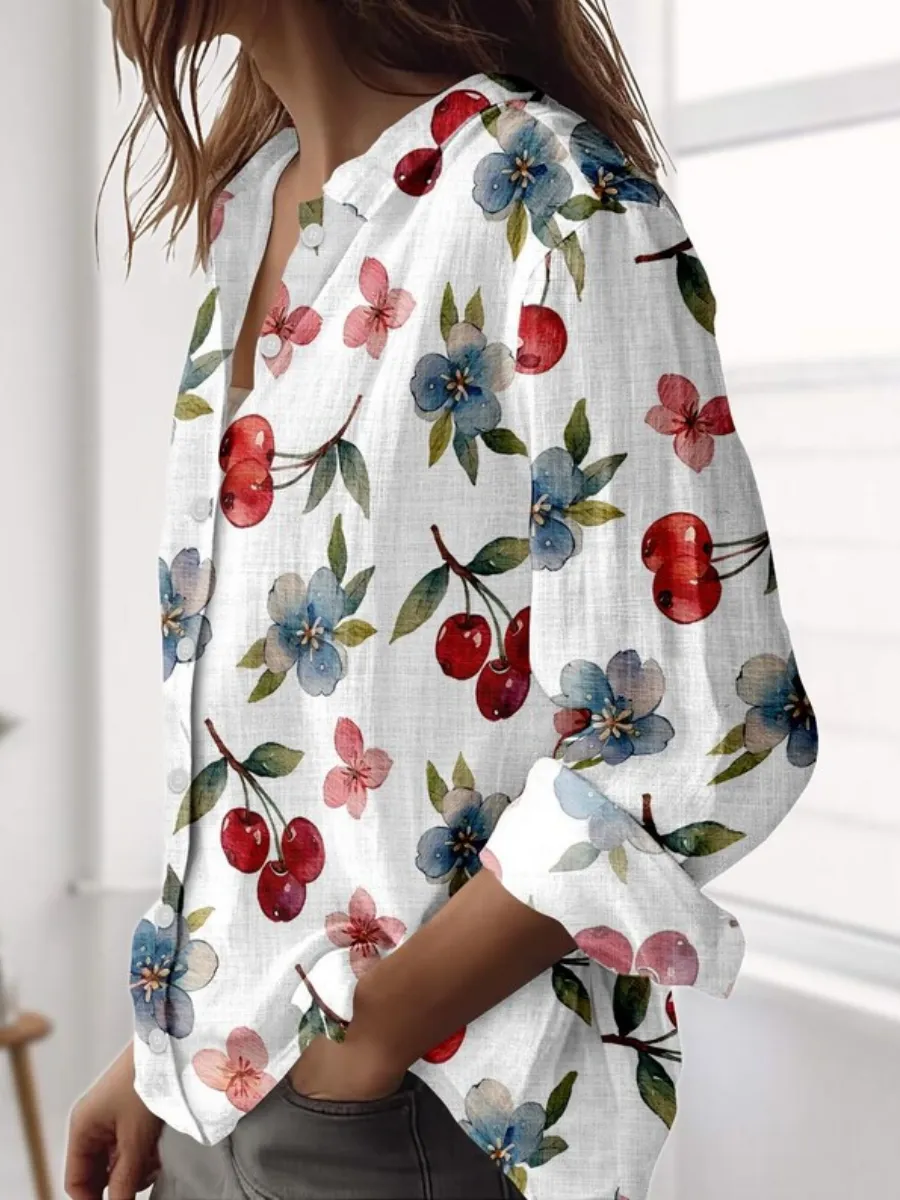 Cherry and Flower Printed Shirt