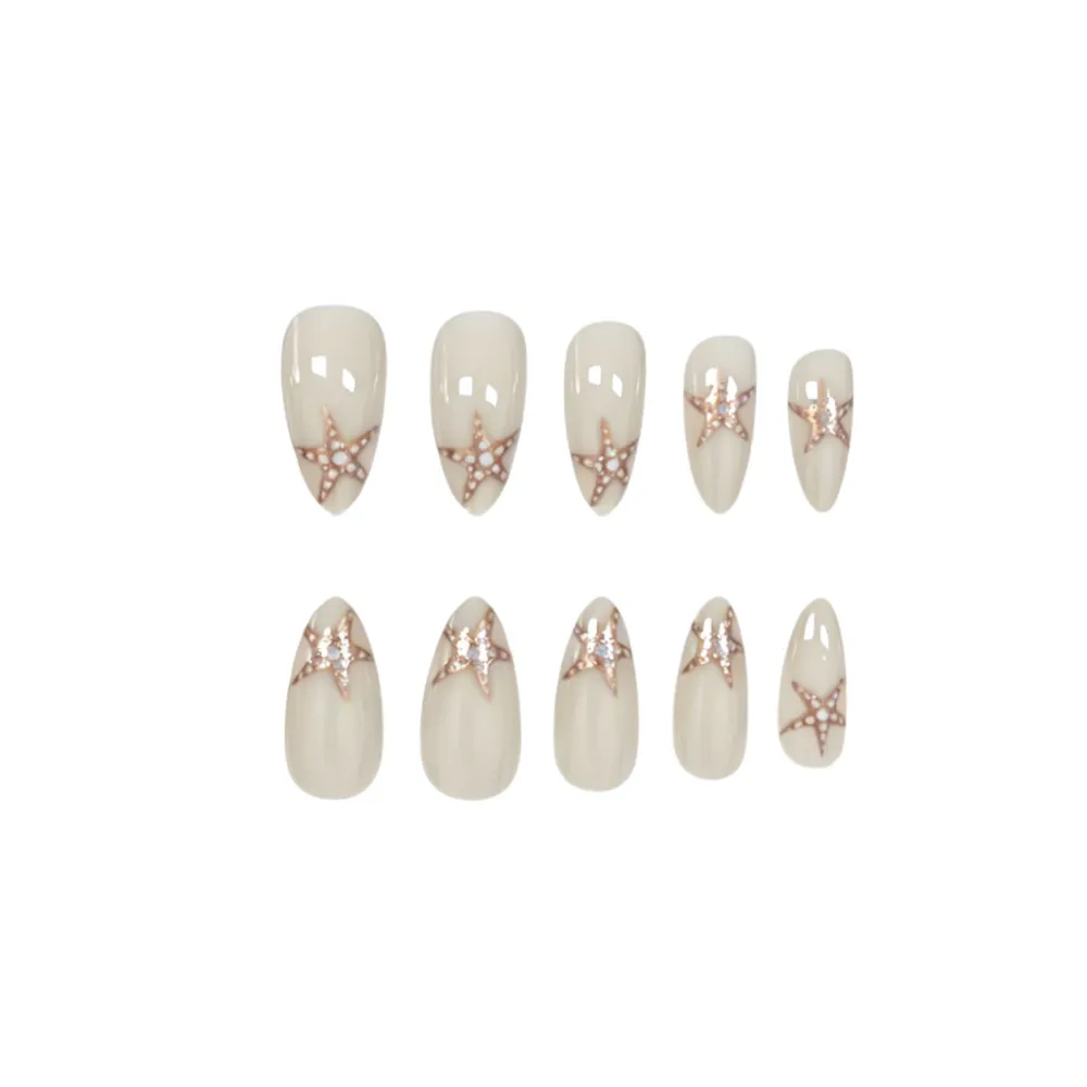 Nailhour 24Pcs Glitter Minimalist Medium Almond Press On Nails