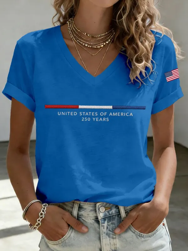 Women'S America Flag Print Casual T-Shirt