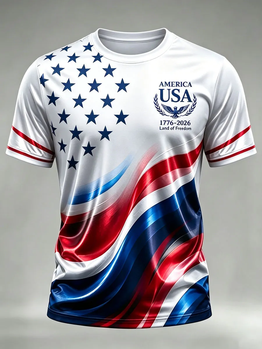 Men'S Retro 250Th Anniversary American Short-Sleeve T-Shirt