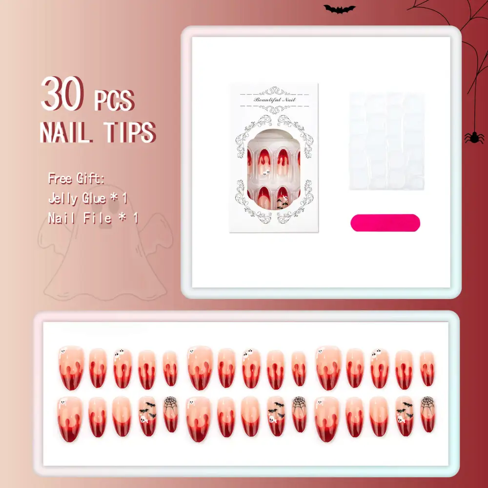 Nailhour 30Pcs Autumn Brown Gilded Medium Almond Press On Nails