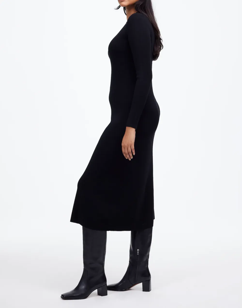 Black Wool Sweater Midi Dresses