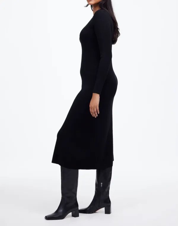 Black Wool Sweater Midi Dresses