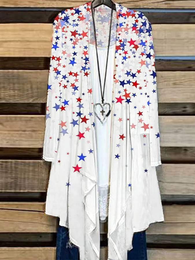 Women'S Independence Day Printed Casual Cardigan
