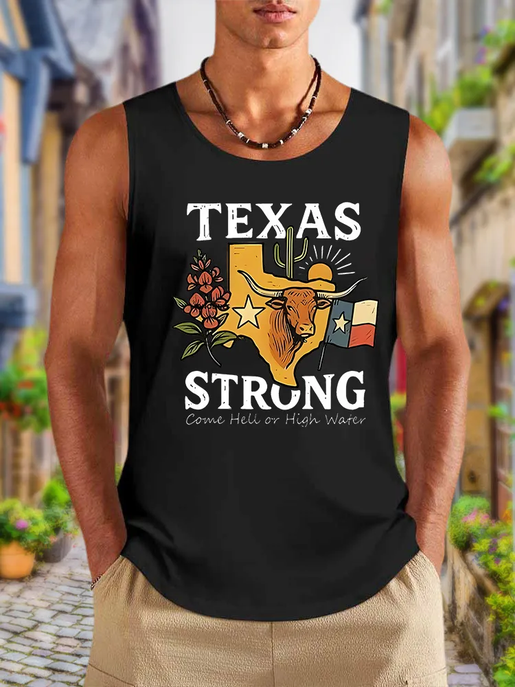 Men'S Simple Style Texas Strong Leisure Crew Neck Vest