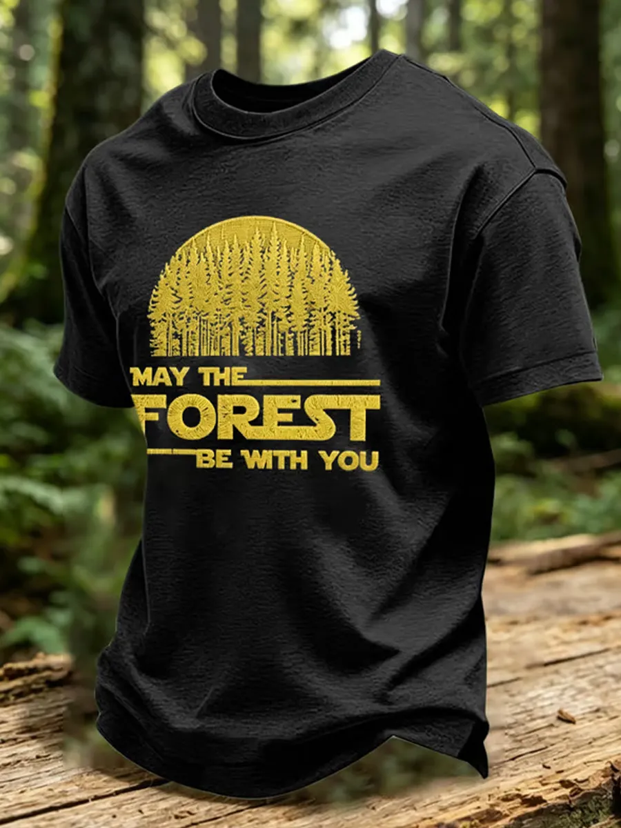 Men's May The Forest Be With You Printed Casual T-Shirt