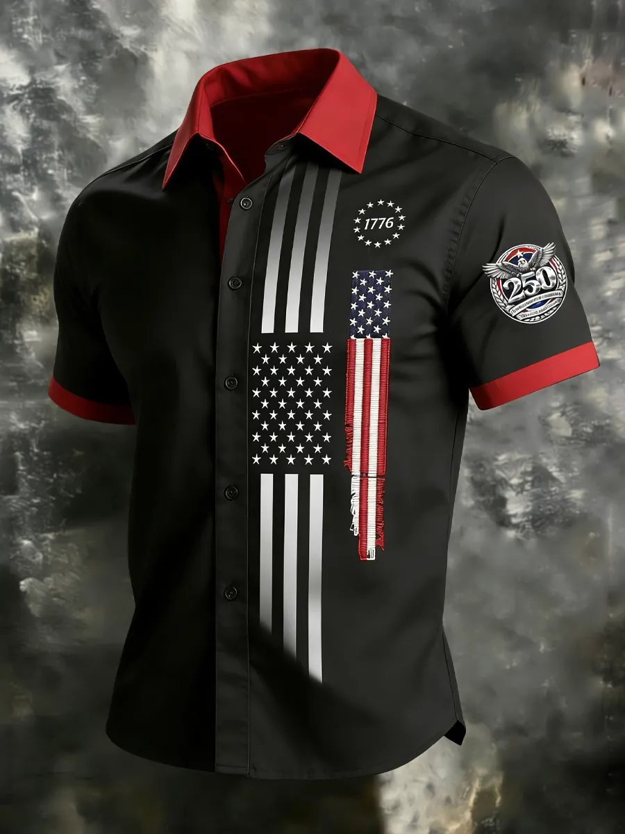 Men's 250th Anniversary of Independence American Flag Cross Patriotic Shirt