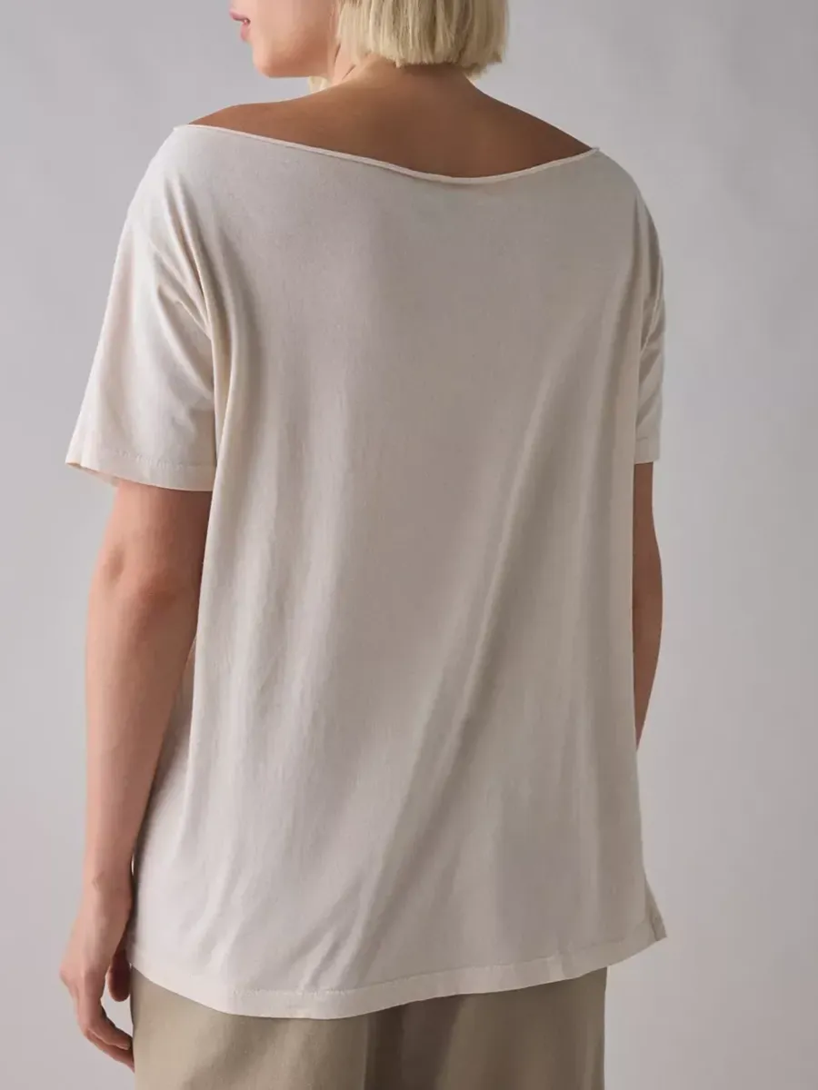 Women's Rock-Style Printed Off-The-Shoulder Pure Cotton T-Shirt