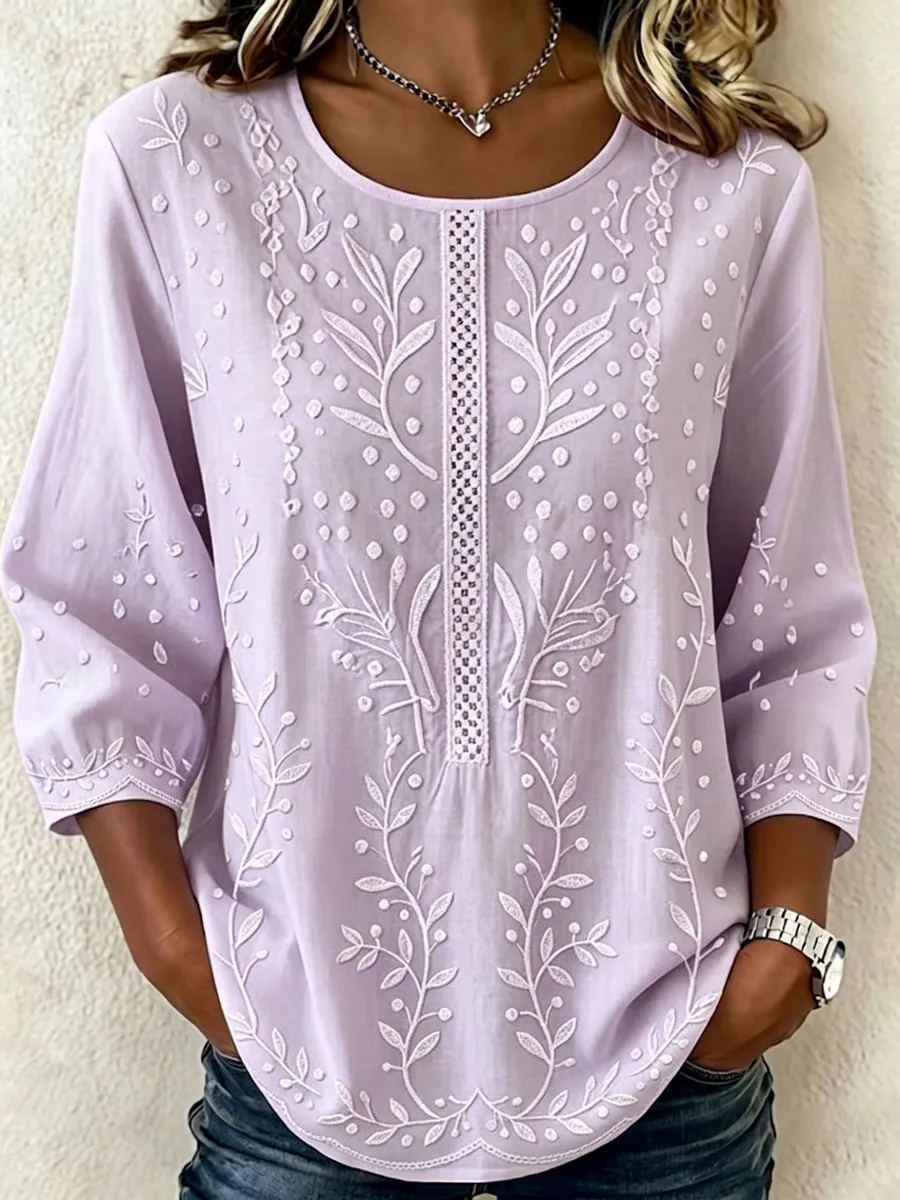 Women'S Casual Cotton And Linen Top