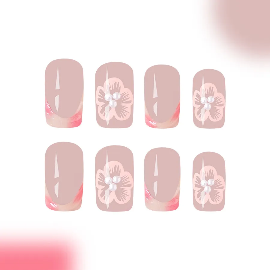 Nailhour 24Pcs Pink Medium Rectangular Fake Nails