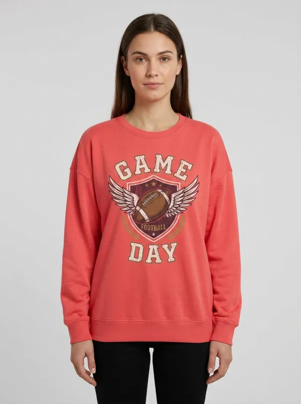 Game Day Winged Shield Football Graphic Sweatshirt