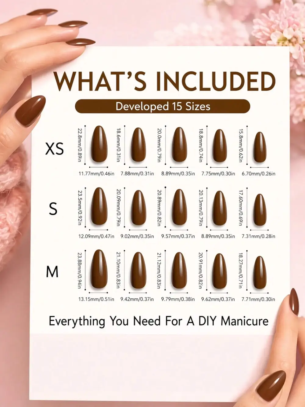 Nailhour 30Pcs 3D Resin Long Medium French Press On Nails