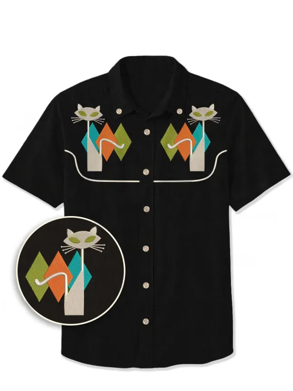 1950'S Vintage Atomic Cat - 100% Cotton Shirt
