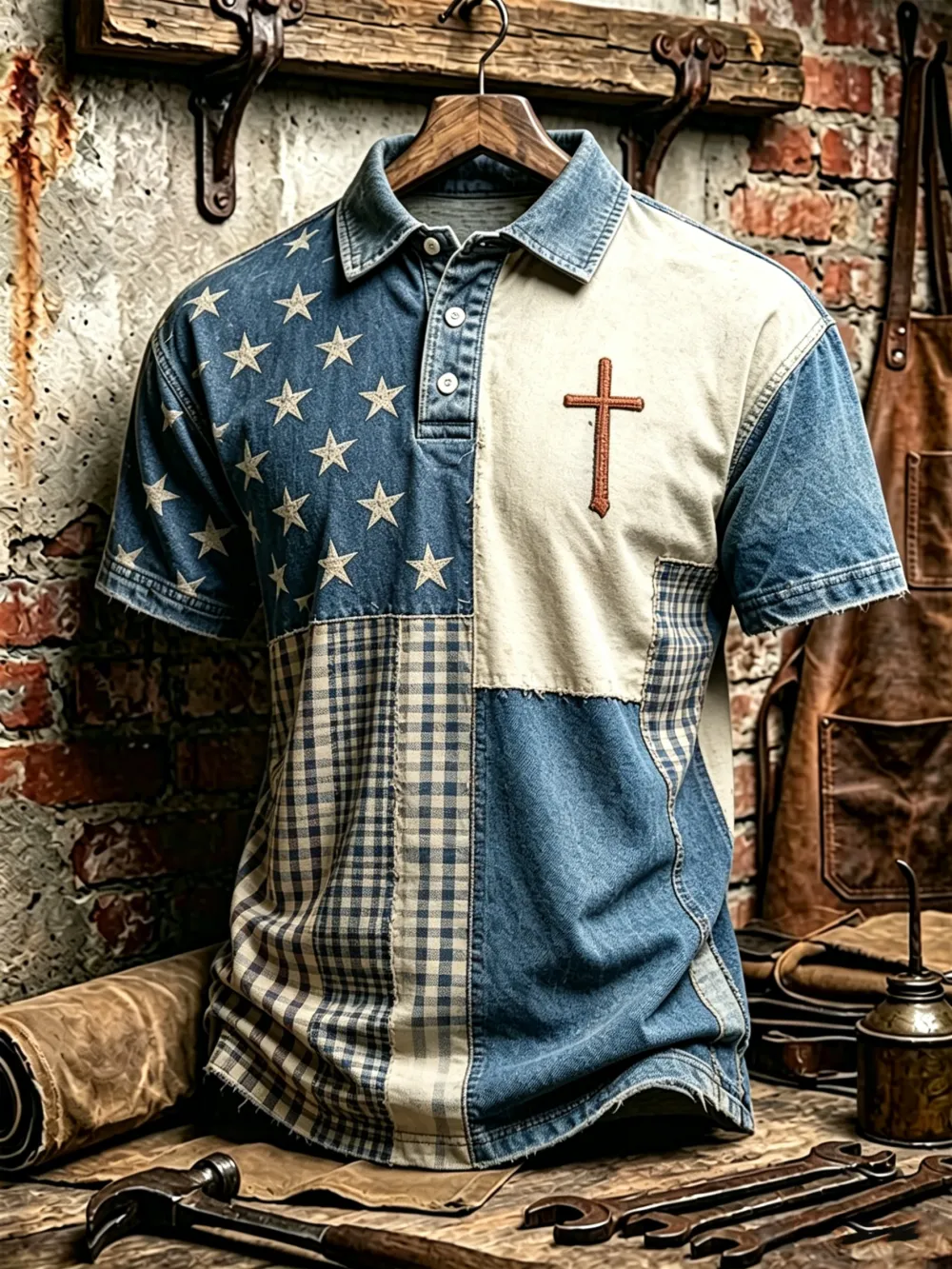 Men'S Casual 250Th Anniversary Celebration Of The Founding Of The United States, Patchwork, Contrasting Color Personalized Printed Polo Shirt