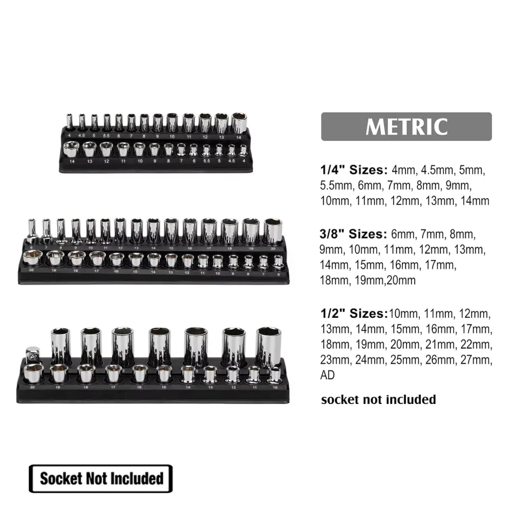 3 Pcs Magnetic Socket Organizer Set