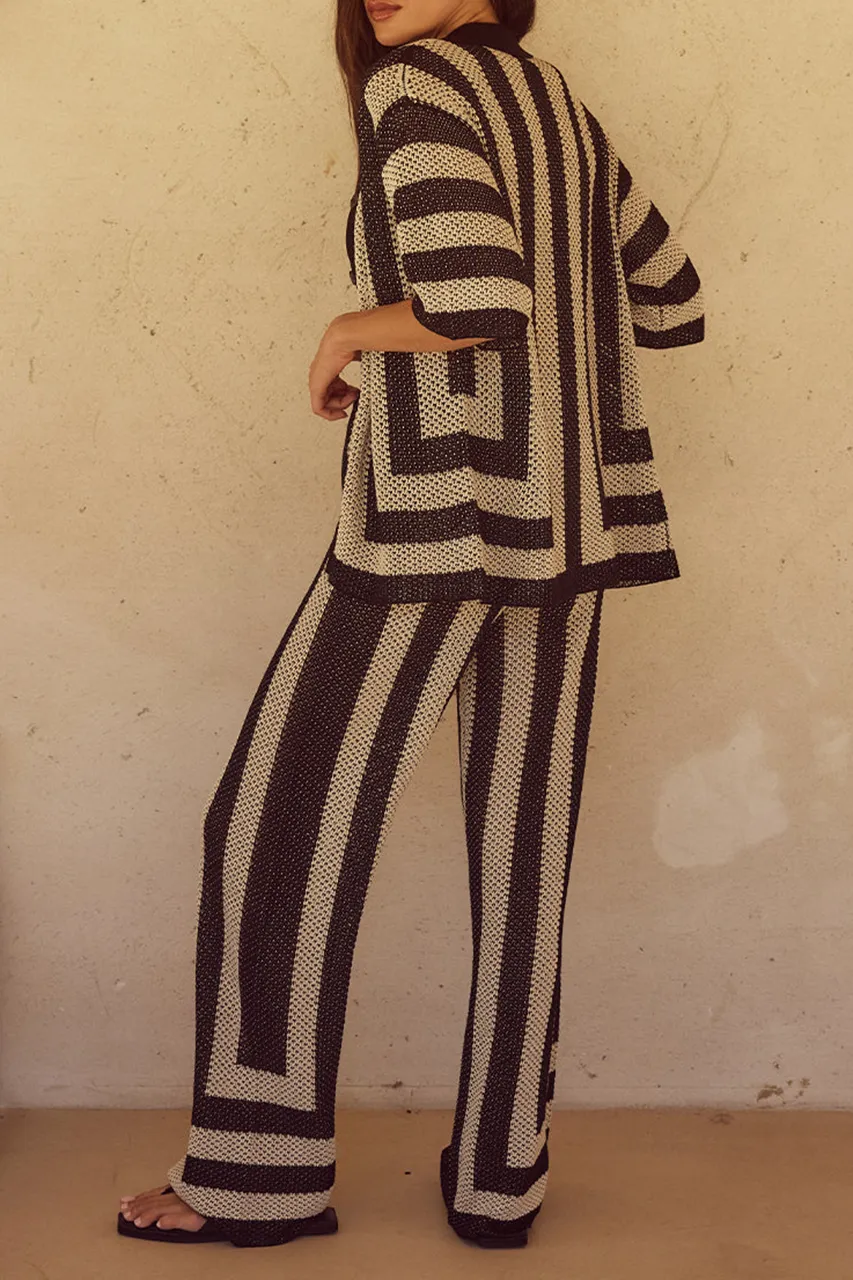 Monochrome Striped Relaxed Trousers