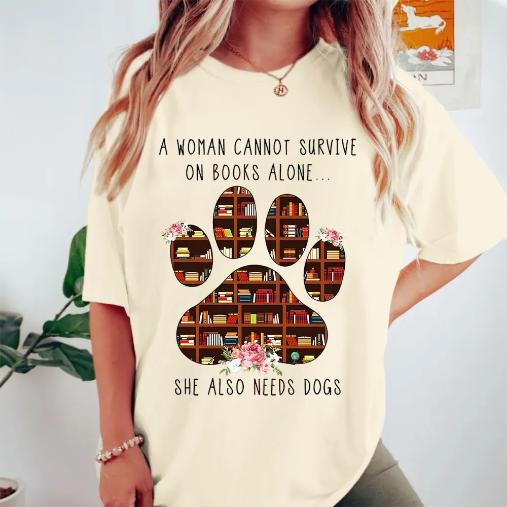 Book Themed Dog Graphic T-Shirt