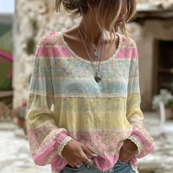 Women'S Floral Art Print  Top