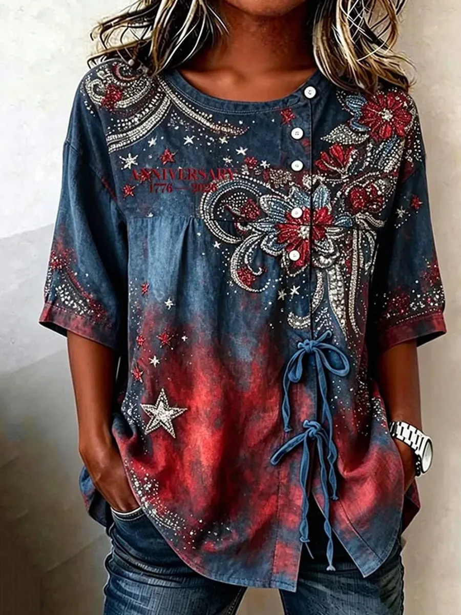 Women's American 250th Anniversary Print Top