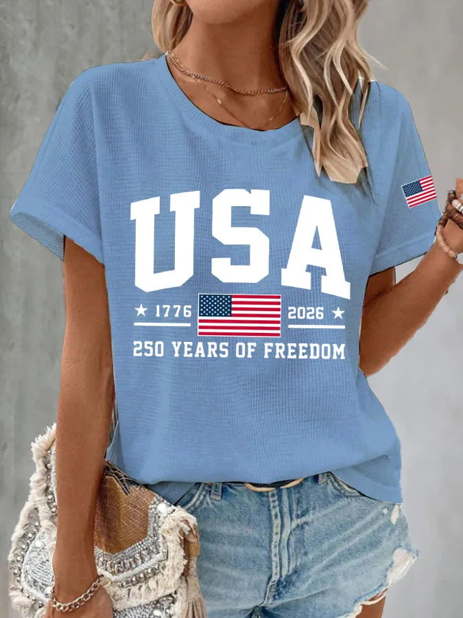 Women'S America Flag Printed Casual T-Shirt