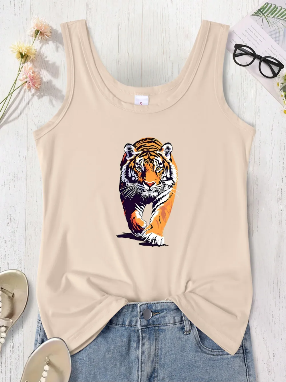 Cartoon Tiger Print Tank Top
