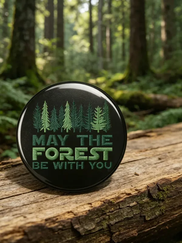 Unisex Retro May The Forest Be With You Pin-Back Button