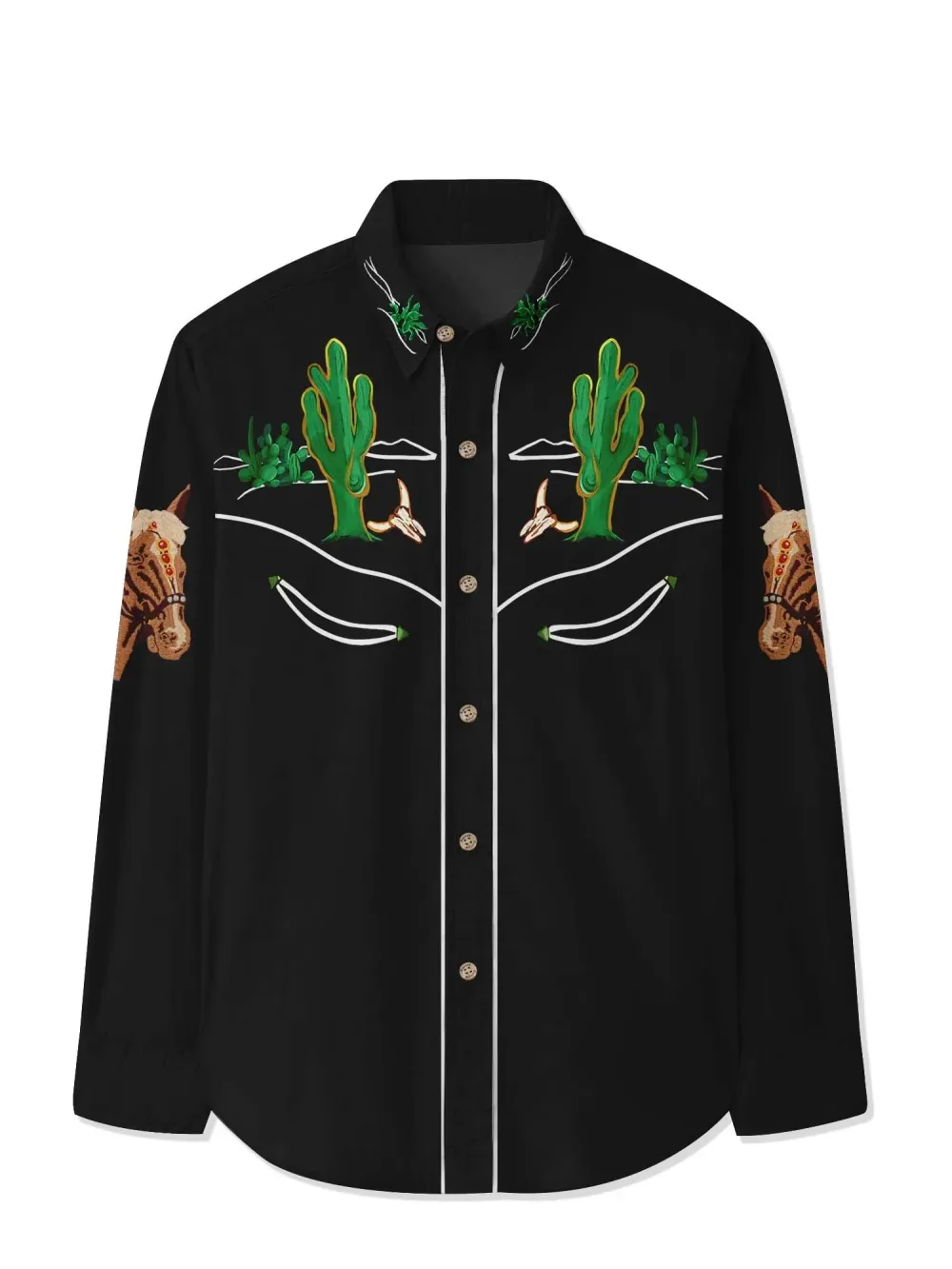 Classic Western Cactus - 100% Cotton Long Sleeves Shirt
