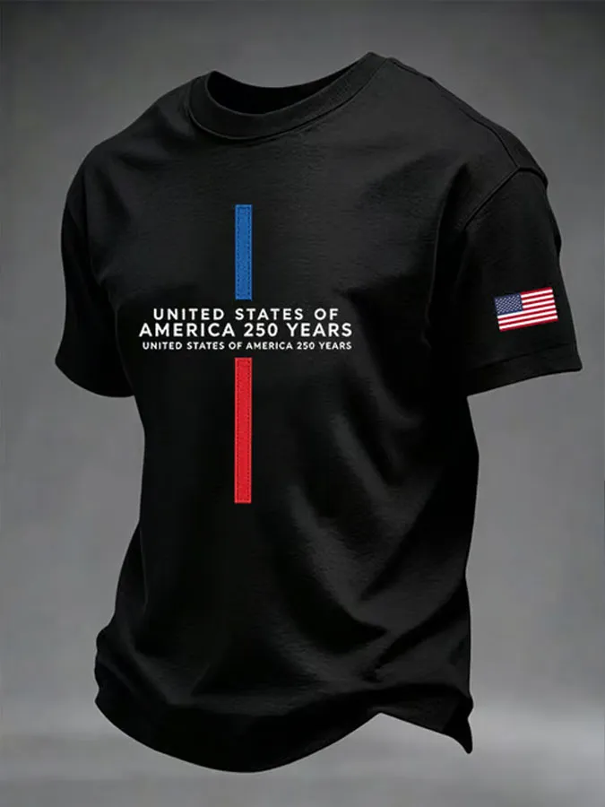 Men's Patriotic American Flag Print T-shirt