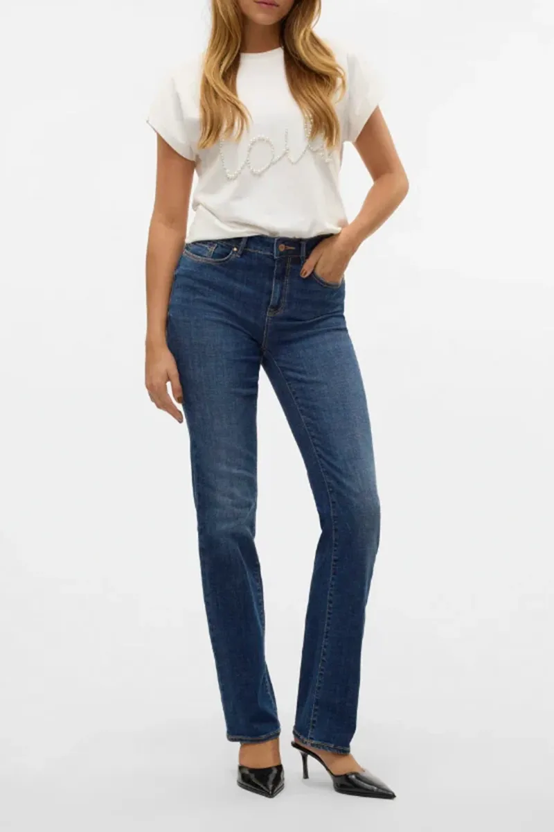 Mid Rise Straight Slim Fit Jeans