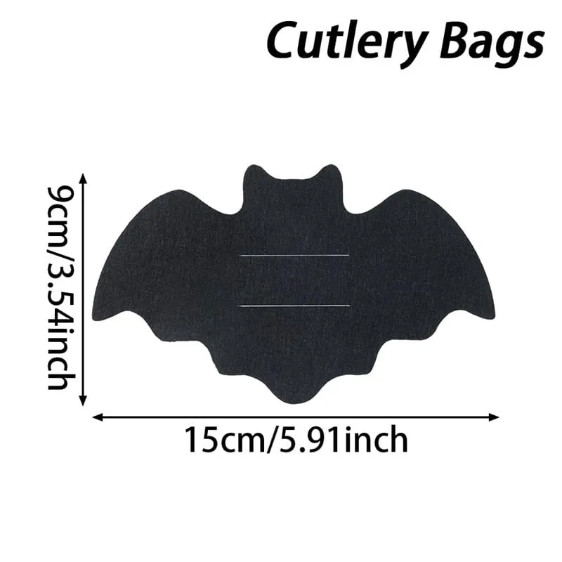 Halloween Spider Web Bat Cutlery Bag Black Felt Cutlery Bag