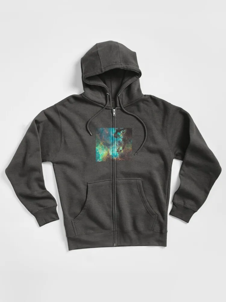 Green Galaxy Zipped Hoodie