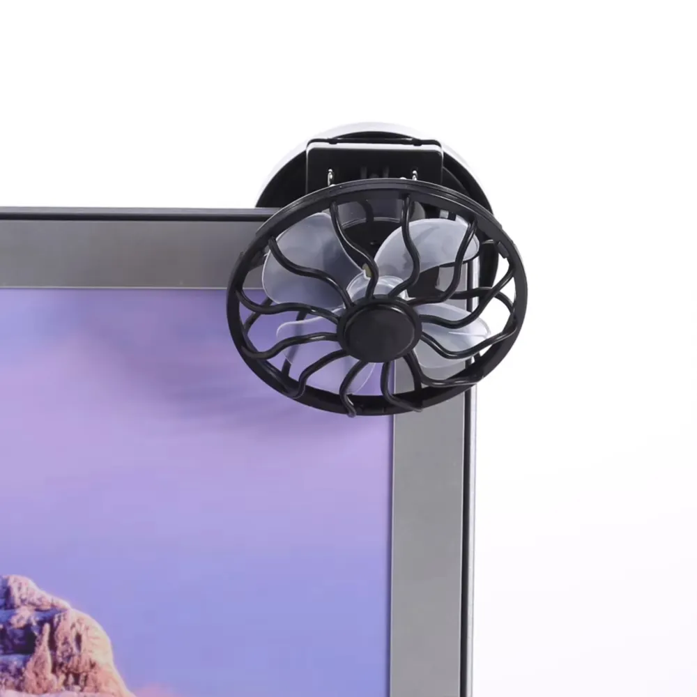 The Mini Solar-Powered Fan Can Be Clipped Anywhere.