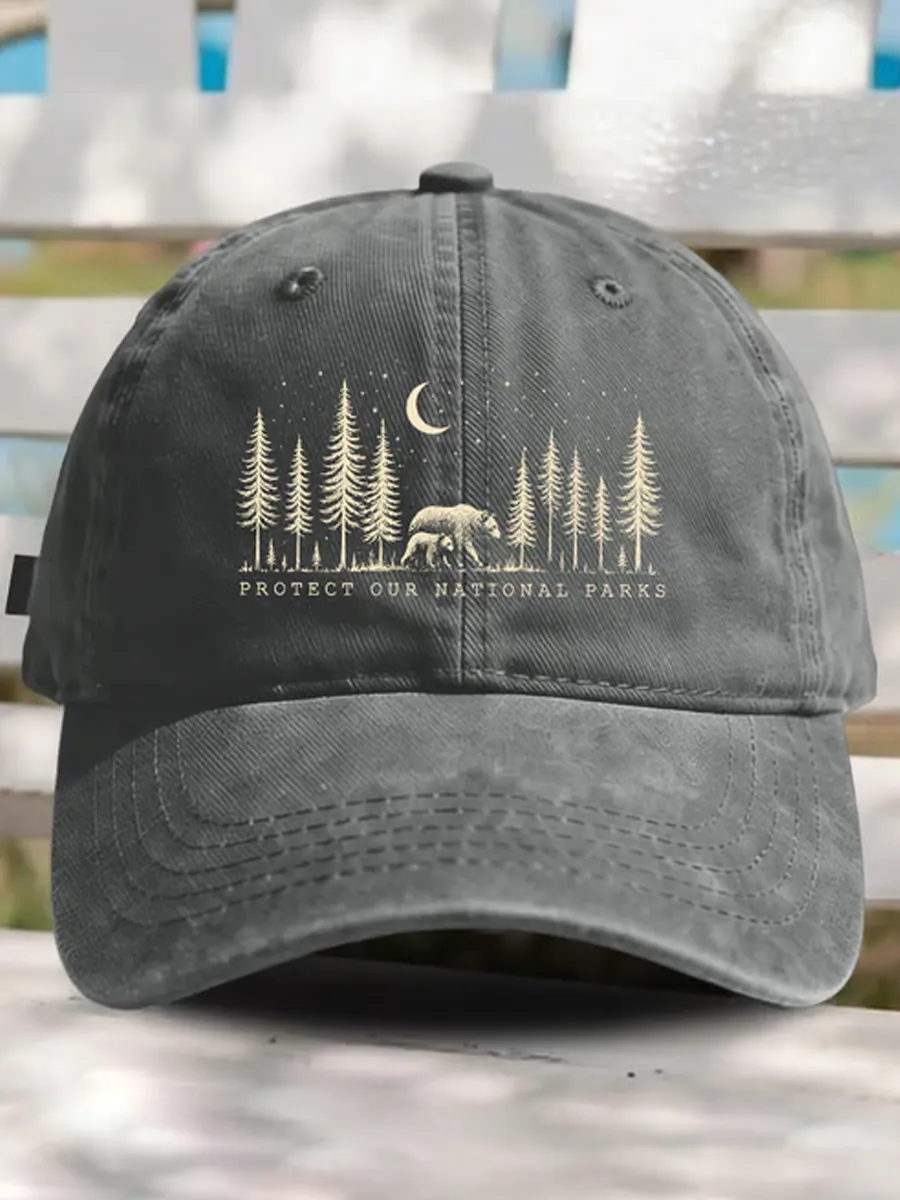 Unisex Protect Our National Parks Night Forest Bear Cap