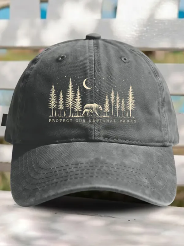 Unisex Protect Our National Parks Night Forest Bear Cap