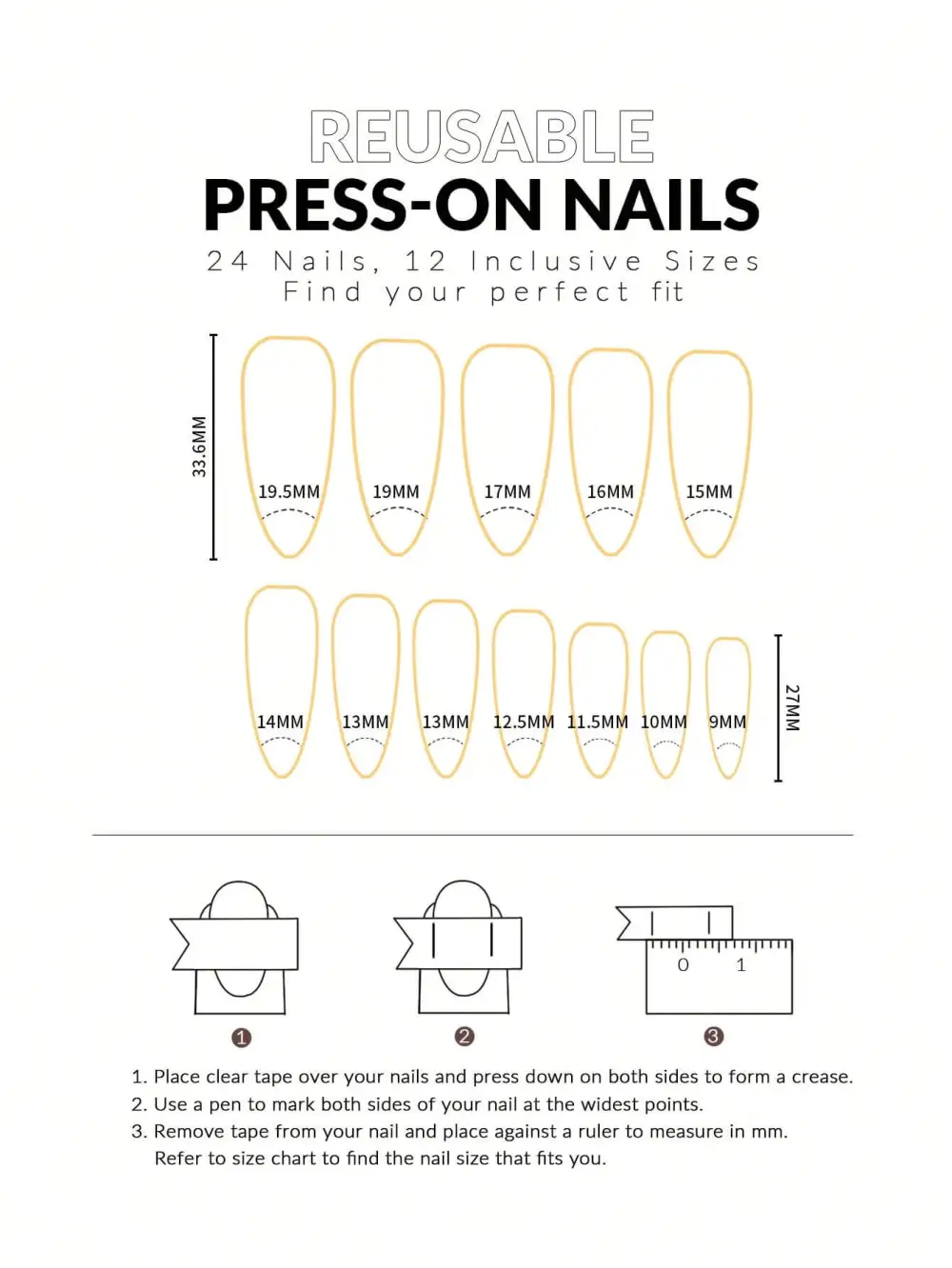 Nailhour 24Pcs French Long Stiletto 3D Black And White Polka Dot Press On Nails