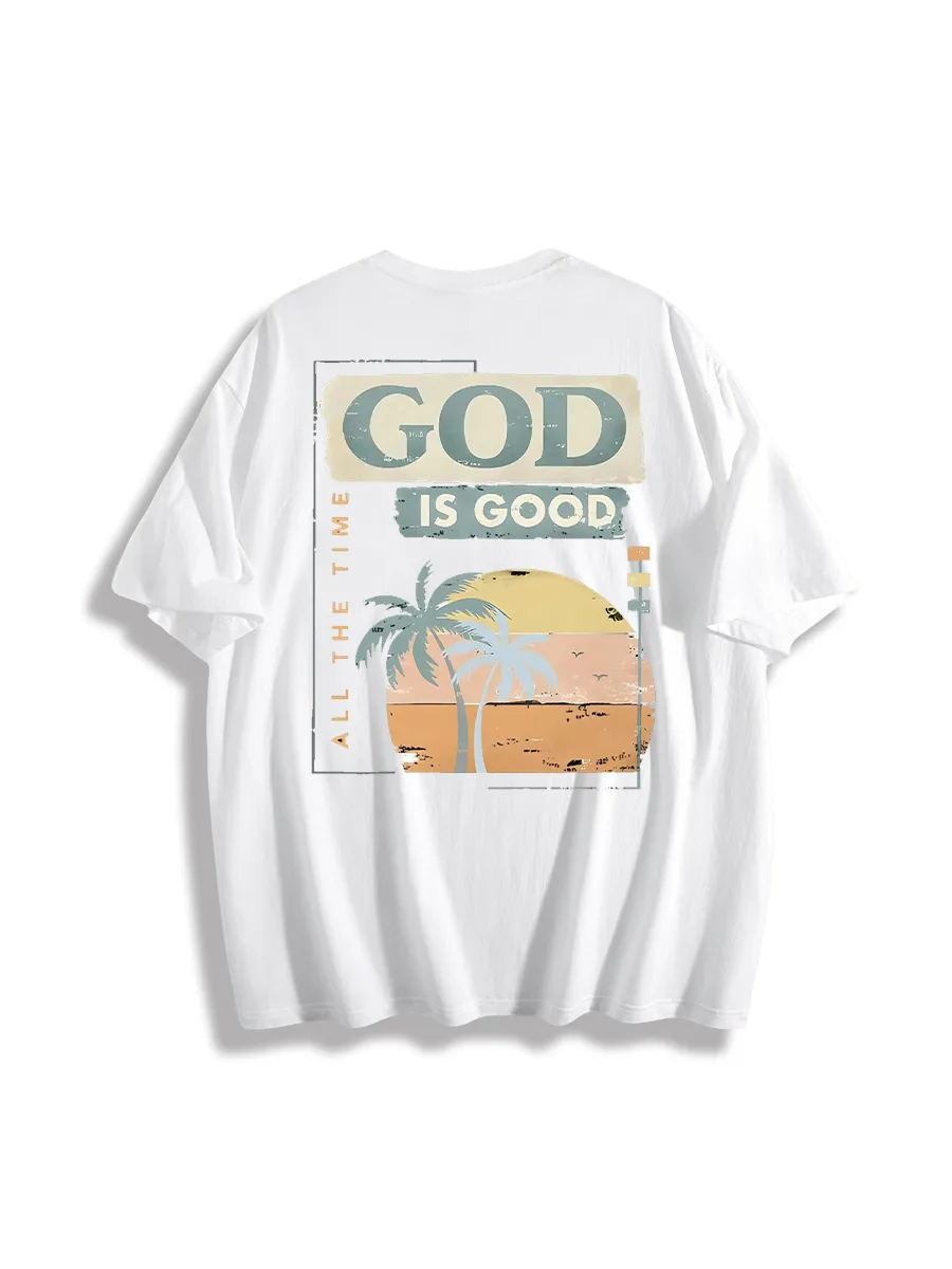 Tropical Sunset Faith Themed Graphic T-Shirt