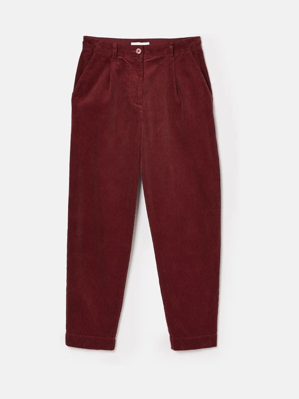 Cotton Burgundy Corduroy Tapered Trousers