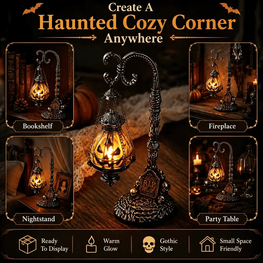 Halloween  Gothic Pumpkin Lantern Stand