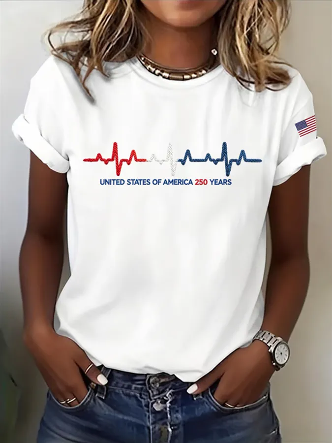 Women'S  Flag Printed Casual T-Shirt