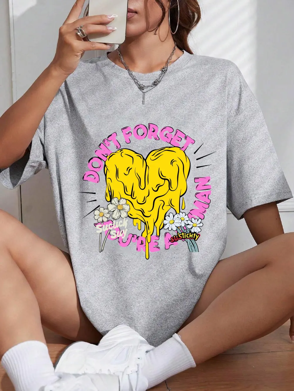 Women's Heart - Shaped Font Graphic Tee