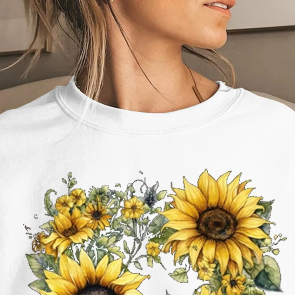 Sunflower Printed Long Sleeve Casual Sweatshirts