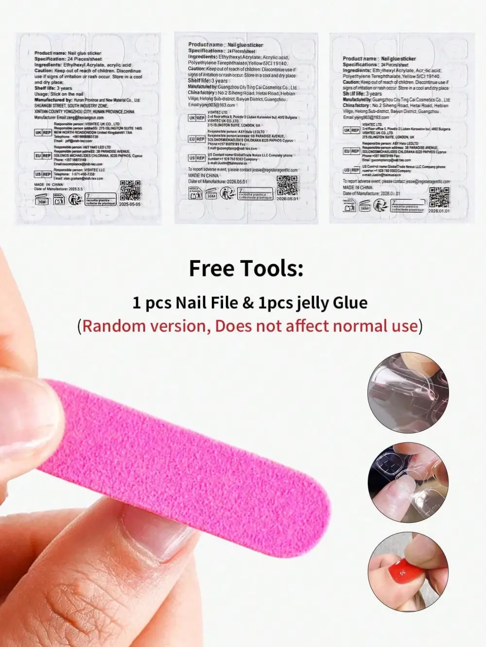 Nailhour 24Pcs French Medium Square Sweet Daily Press On Nails