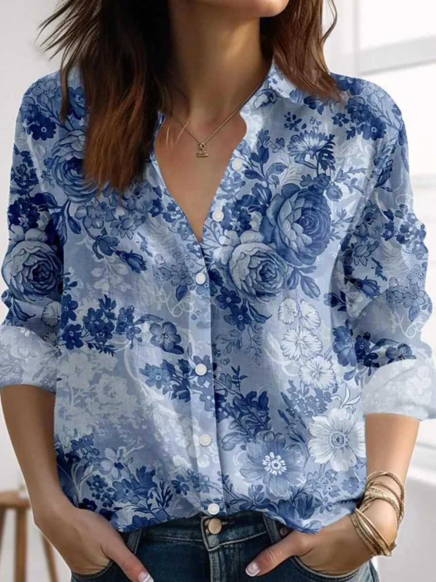Casual Floral Long Sleeve Shirt