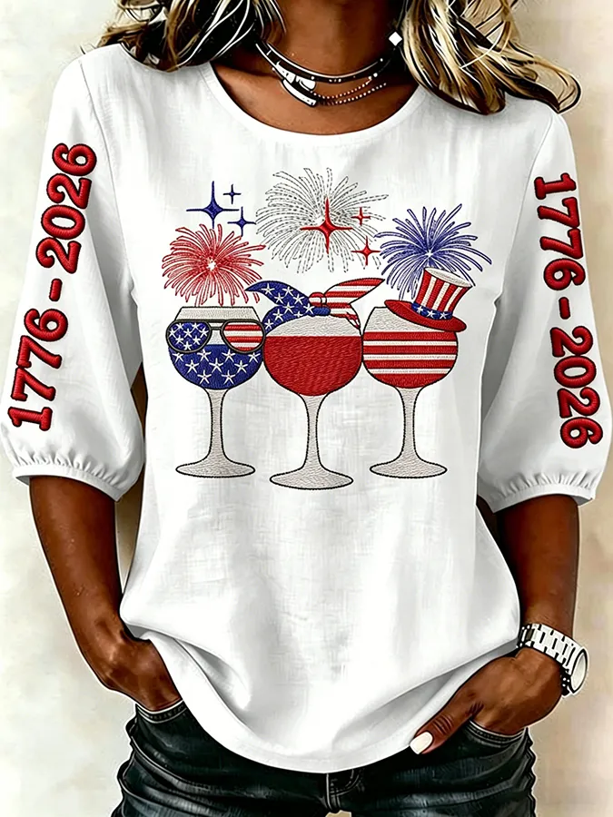 Women'S 250Th Anniversary Printed Round Neck T-Shirt From The United States