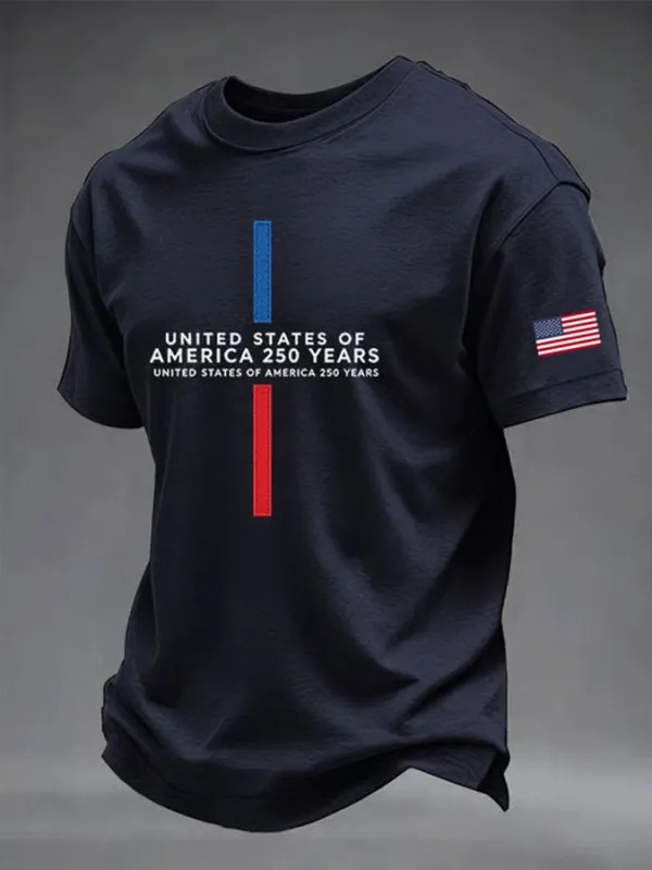 Men's Patriotic American Flag Print T-shirt
