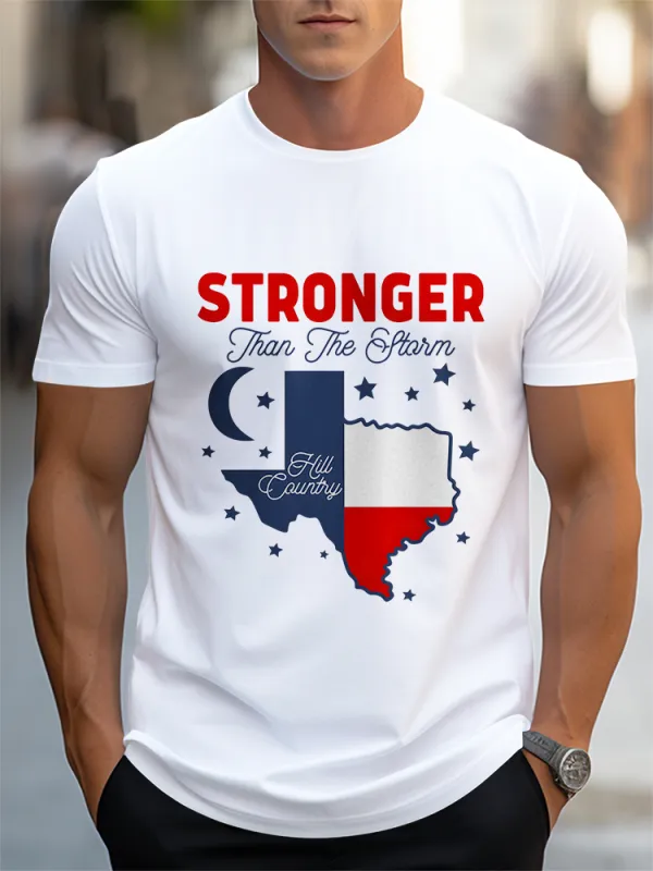 Men'S Casual Style STRONGER Than The Storm Round Neck Slim Fit T-Shirt