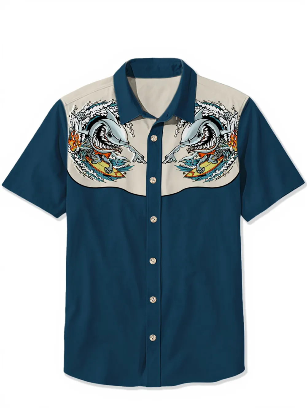 Shark Surfing - 100% Cotton Shirt