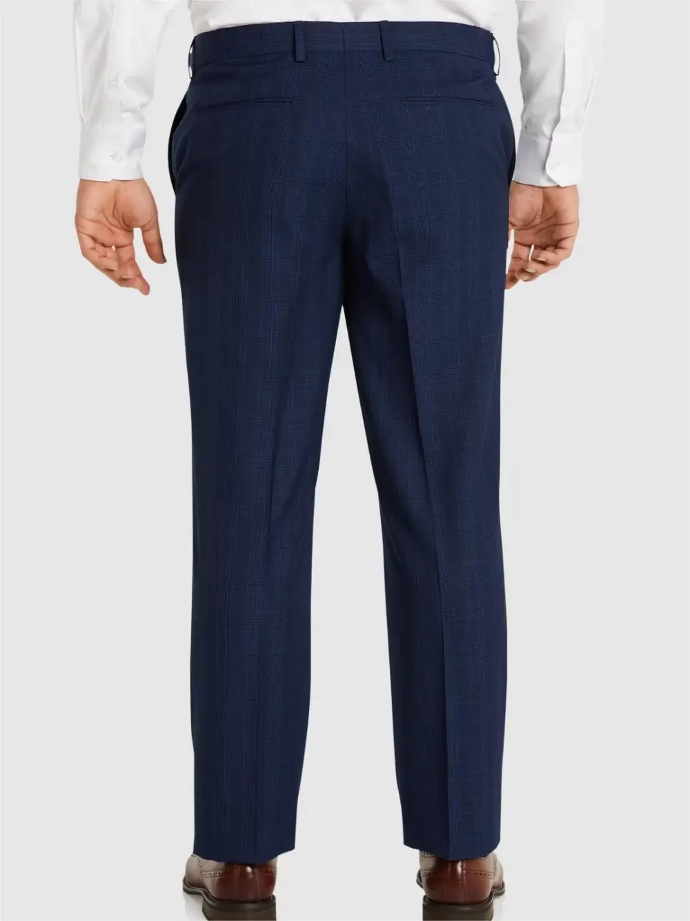 Dark Blue Regular Fit Polyester Trousers