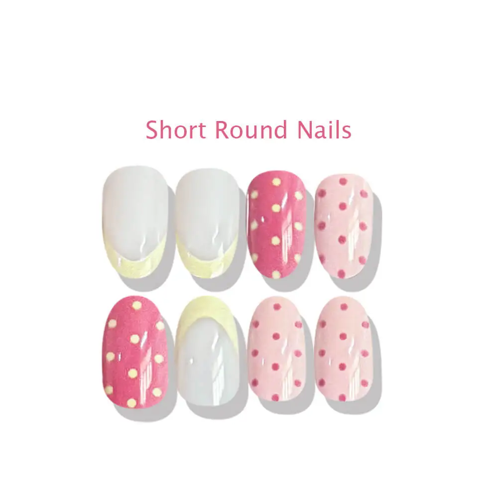 Nailhour 24Pcs Vintage French Short Oval Press On Nails