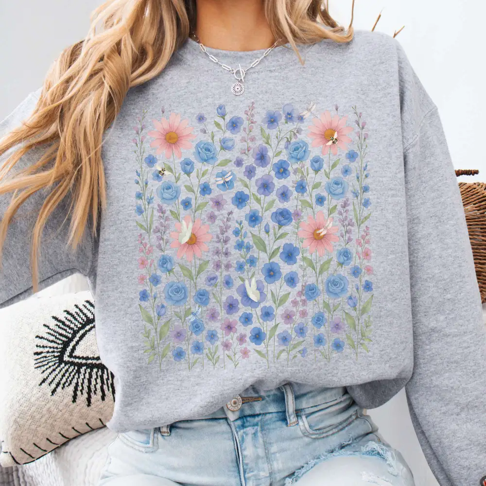 Blue Wildflower Sweatshirt